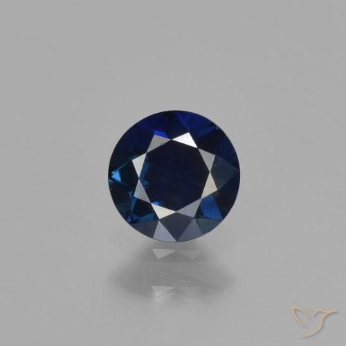 0.55ct Natürlicher Navy blau Saphir, Runden, VVS-VS