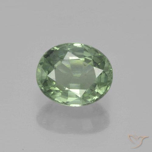 0.88ct Natürlicher Helles Waldgrün Saphir, Oval, VS