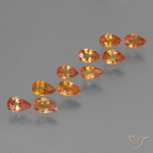 3.02ctw Natürlicher hellorange Saphir, Birnenform, VS
