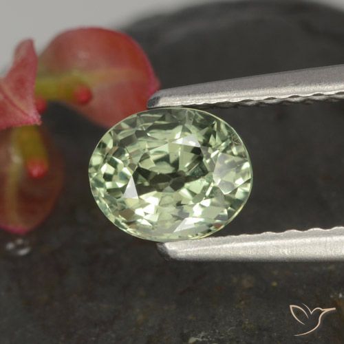 0.85ct Natürlicher hellgrün Saphir, Oval, VVS-VS