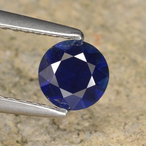 0.62ct Natürlicher dunkelblau Saphir, Runden, VVS-VS