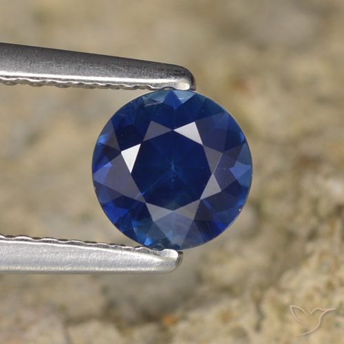 0.67ct Natürlicher Navy blau Saphir, Runden, VVS-VS, Photo A