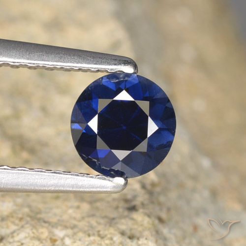 0.64ct Natürlicher Navy blau Saphir, Runden, VVS
