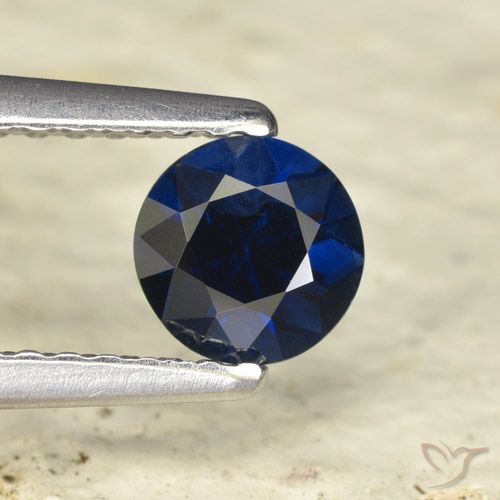 0.54ct Natürlicher dunkelblau Saphir, Runden, VVS-VS