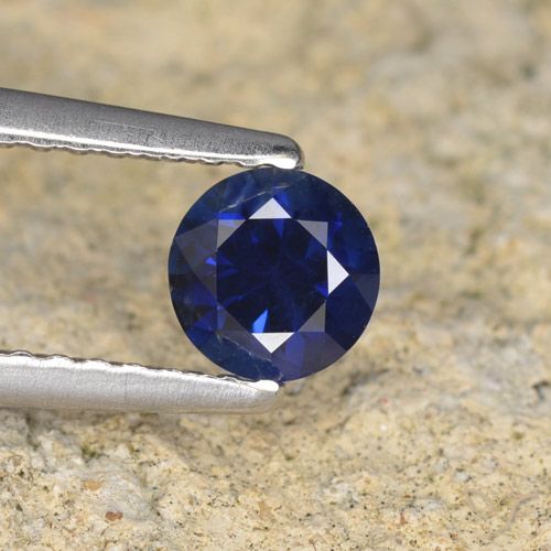 0.57ct Natürlicher dunkelblau Saphir, Runden, VVS-VS