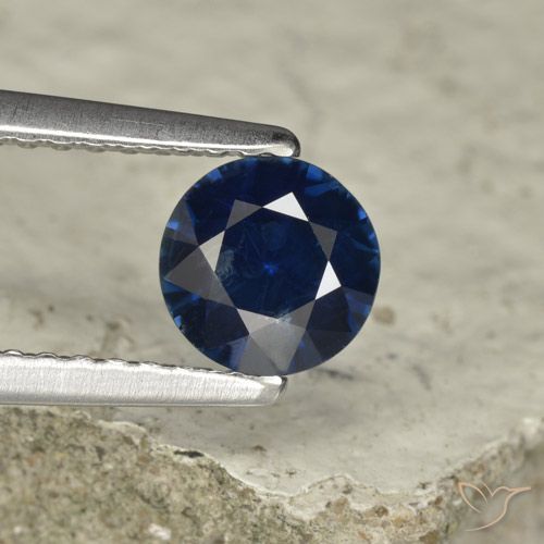 0.74ct Natürlicher dunkelblau Saphir, Runden, VVS-VS