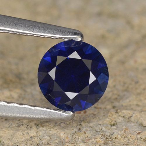 0.56ct Natürlicher Navy blau Saphir, Runden, VVS-VS