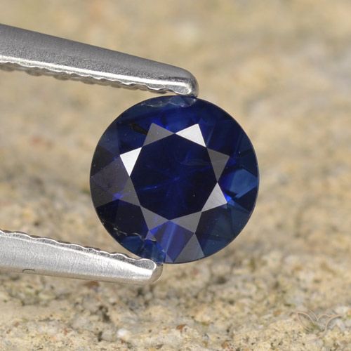 0.62ct Natürlicher dunkelblau Saphir, Runden, VVS-VS