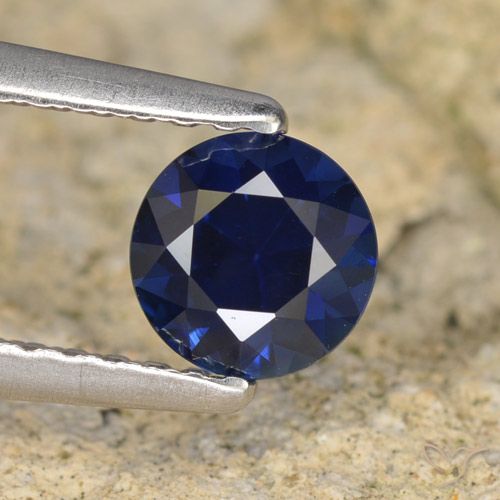 0.64ct Natürlicher dunkelblau Saphir, Runden, VVS-VS