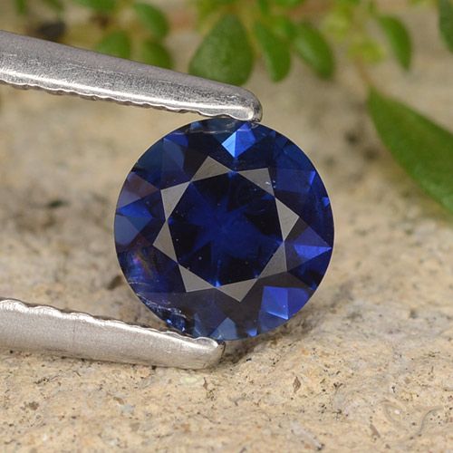 0.68ct Natürlicher Navy blau Saphir, Runden, VS