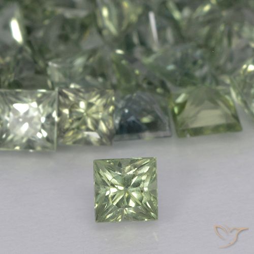 0.22ct Natürlicher Helles Salbeigrün Saphir, Quadrat, VVS-VS