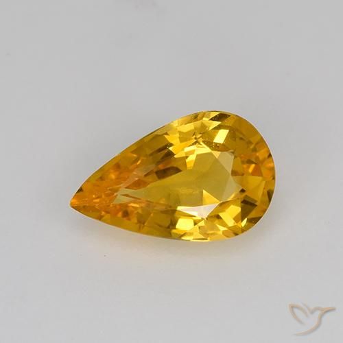 0.64ct Natürlicher Mittel Orange-Gold Saphir, Birnenform, VVS