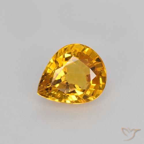 0.70ct Natürlicher Tiefes Goldorange Saphir, Birnenform, VVS