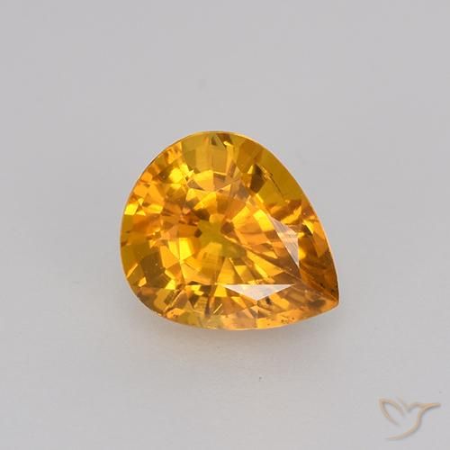 0.82ct Natürlicher Tiefes Orange-Gold Saphir, Birnenform, VVS-VS, Photo A