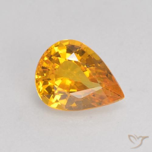 0.59ct Natürlicher Tiefes Orange-Gold Saphir, Birnenform, VS