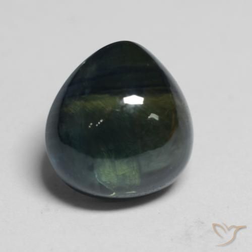 1.82ct Natürlicher Black Green Saphir, Birnenform, Lichtdurchlässig