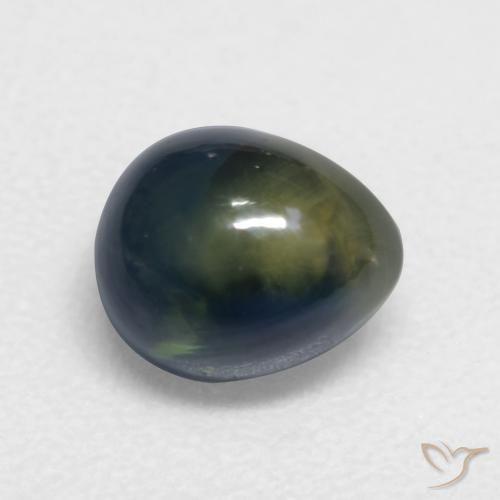 1.39ct Natürlicher dunkelgrün Saphir, Birnenform, Lichtdurchlässig