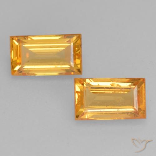 0.78ctw Natürlicher Orange-Gold Saphir, Baguette, VS