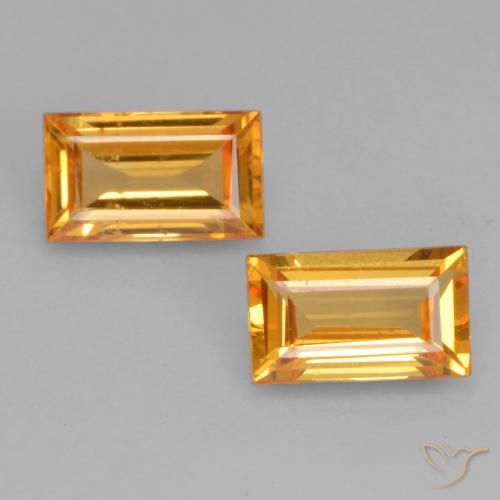 0.63ctw Natürlicher Mittelorange Saphir, Baguette, VS