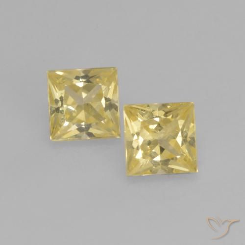 0.51ctw Natürlicher hellgelb Saphir, Quadrat, VVS-VS