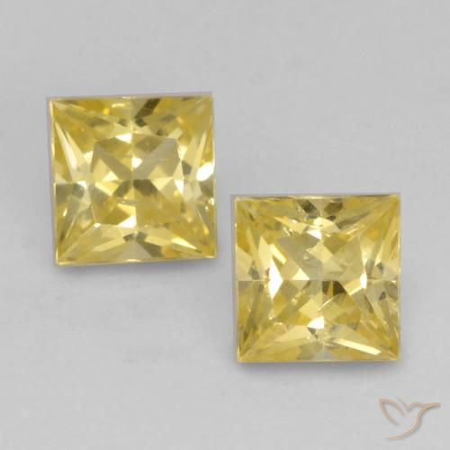 0.59ctw Natürlicher Mittelgelb Saphir, Quadrat, VS