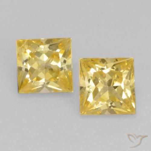 0.60ctw Natürlicher Mittelgelb Saphir, Quadrat, VS