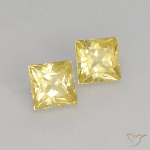 0.59 ct natürliche Mittelhelles Gelb Saphir-Edelsteine, Quadrat, VVS-VS