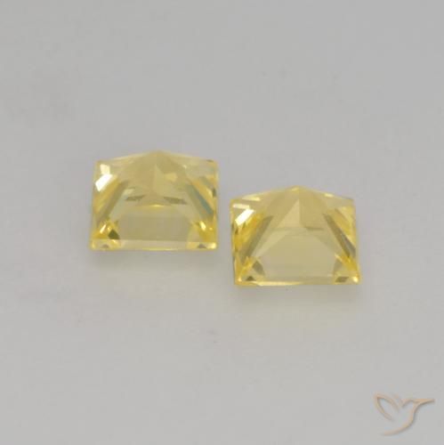 0.59 ct natürliche Mittelhelles Gelb Saphir-Edelsteine, Quadrat, VVS-VS