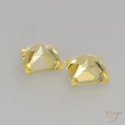 0.71 ct natürliche Mittelhelles Gelb Saphir-Edelsteine, Quadrat, VVS-VS