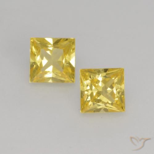 0.58ctw Natürlicher Mittelgelb Saphir, Quadrat, VVS-VS
