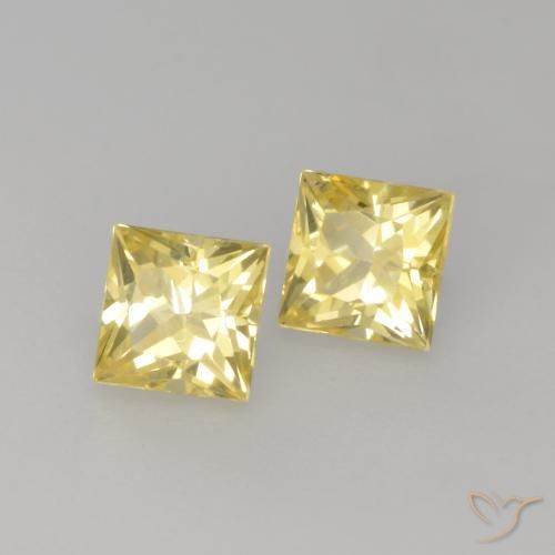 0.57 ct natürliche Mittelhelles Gelb Saphir-Edelsteine, Quadrat, VVS-VS