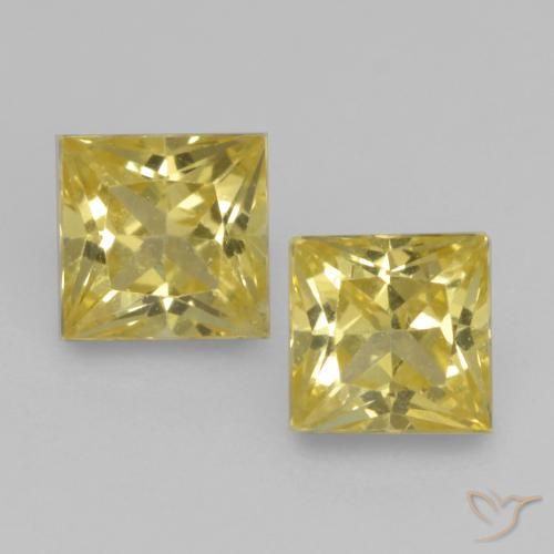 0.64ctw Natürlicher Mittelgelb Saphir, Quadrat, VVS-VS