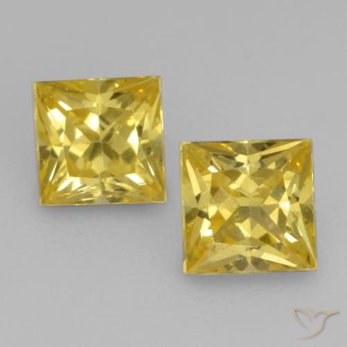 0.68ctw Natürlicher Mittelgelb Saphir, Quadrat, VVS-VS, Photo A
