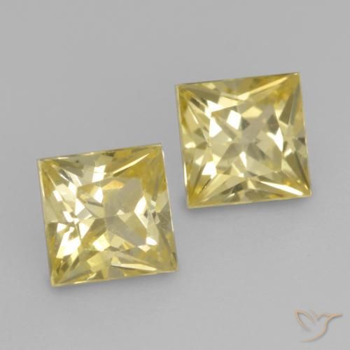 0.59 ct natürliche Mittelhelles Gelb Saphir-Edelsteine, Quadrat, VVS-VS