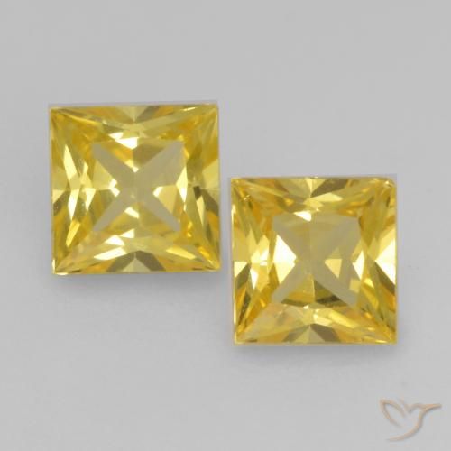 0.55ctw Natürlicher Mittelgelb Saphir, Quadrat, VVS-VS
