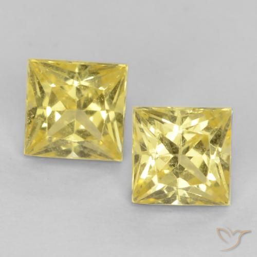 0.68ctw Natürlicher Mittelhelles Gelb Saphir, Quadrat, VVS-VS
