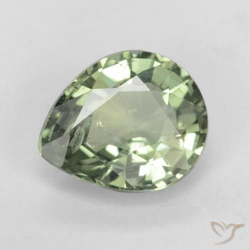 0.79ct Natürlicher Medium Light Green Saphir, Birnenform, VS