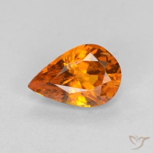 0.54ct Natürlicher tieforange Saphir, Birnenform, VS