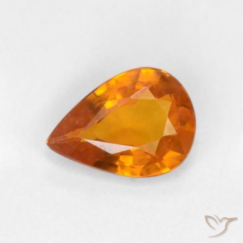0.55ct Natürlicher tieforange Saphir, Birnenform, VVS-VS