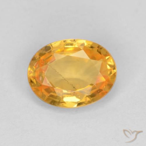0.78ct Natürlicher Mittel-Helles Orange-Gold Saphir, Oval, VS