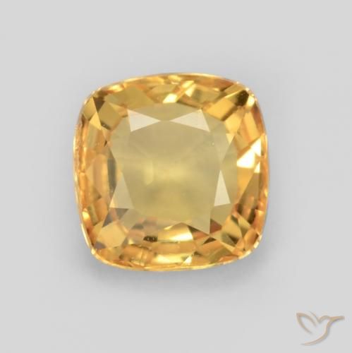 0.64ct Natürlicher Mittel-Dunkelgold Saphir, Kissen, VS