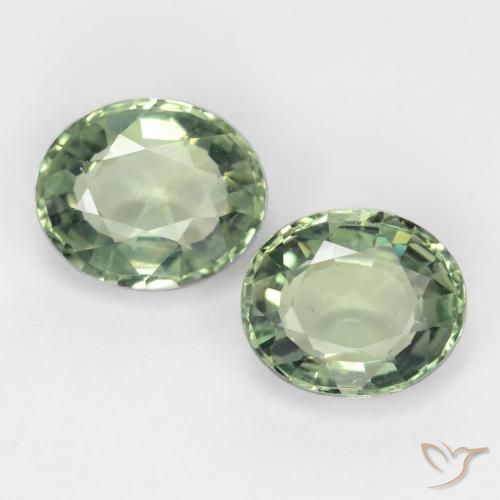 1.58ctw Natürlicher Medium Light Green Saphir, Oval, VVS-VS