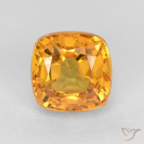 0.77ct Natürlicher Tiefes Orange-Gold Saphir, Kissen, VS