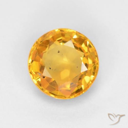 0.55ct Natürlicher Tiefes Goldorange Saphir, Runden, VS-SI