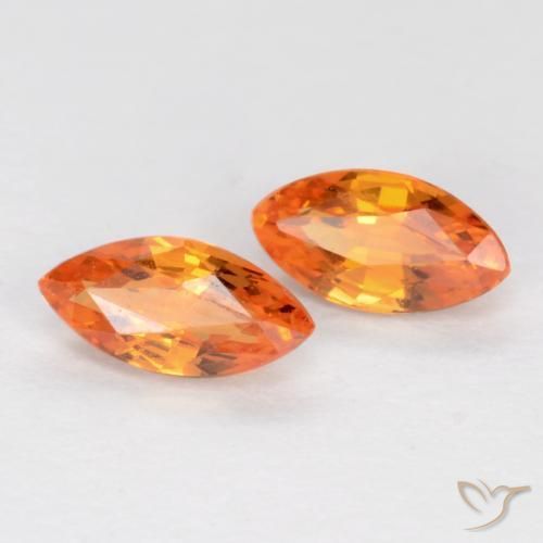 0.42 ct natürliche hellorange Saphir-Edelsteine, Marquise, VS