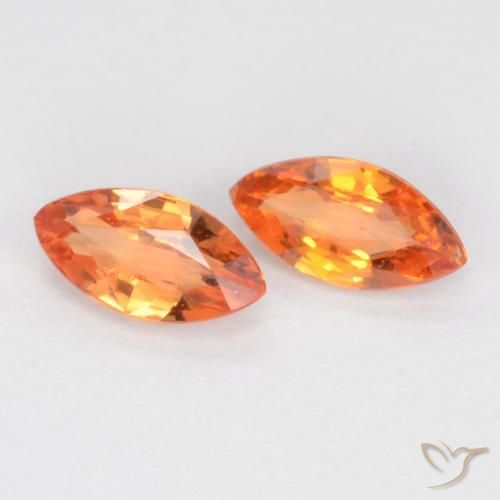 0.38 ct natürliche hellorange Saphir-Edelsteine, Marquise, VS