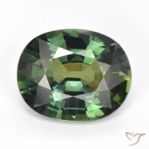 5.17ct Natürlicher bräunlich-grün Saphir, Oval, VVS