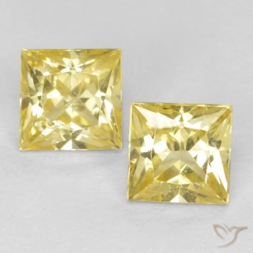 0.59ctw Natürlicher Mittelhelles Gelb Saphir, Quadrat, VS