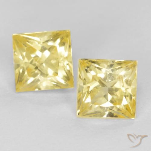 0.75ctw Natürlicher Mittelhelles Gelb Saphir, Quadrat, VS