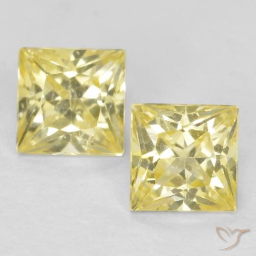 0.63ctw Natürlicher Mittelhelles Gelb Saphir, Quadrat, VVS-VS